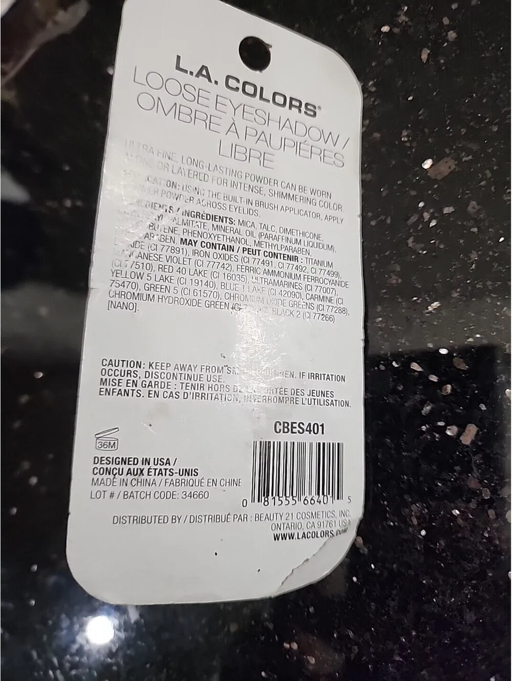 L.A. COLORS SHIMMERING LOOSE EYESHADOW W/ BUILT-IN BRUSH .10oz - Honey Suckle